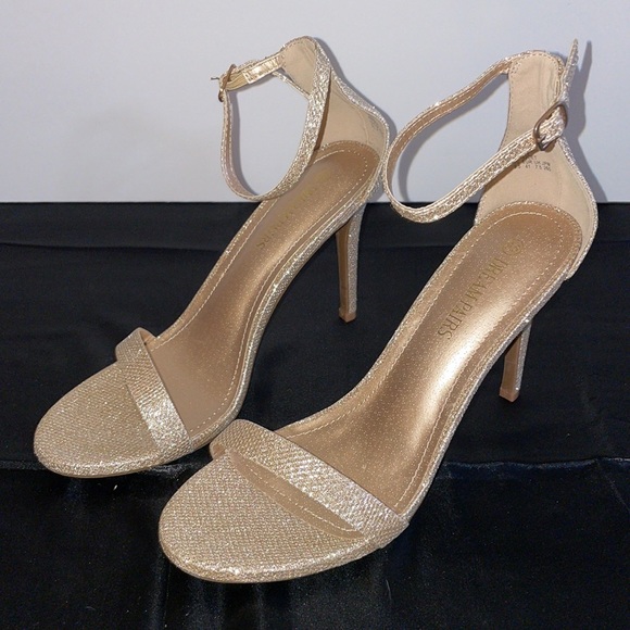 DREAM PAIRS Women's Glitter Gold Ankle Strap High Stiletto Heels Pumps Heel - Picture 6 of 14